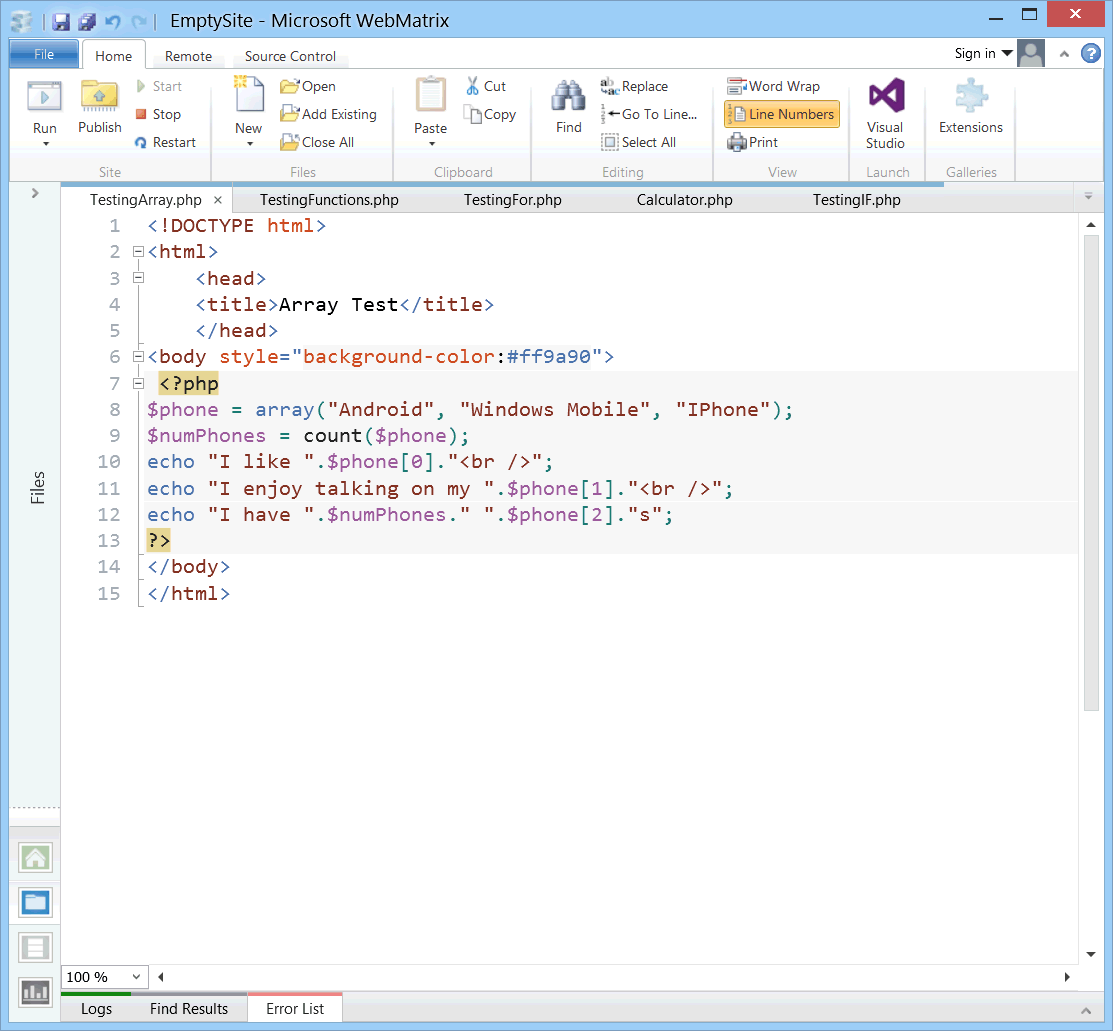 TestingArray