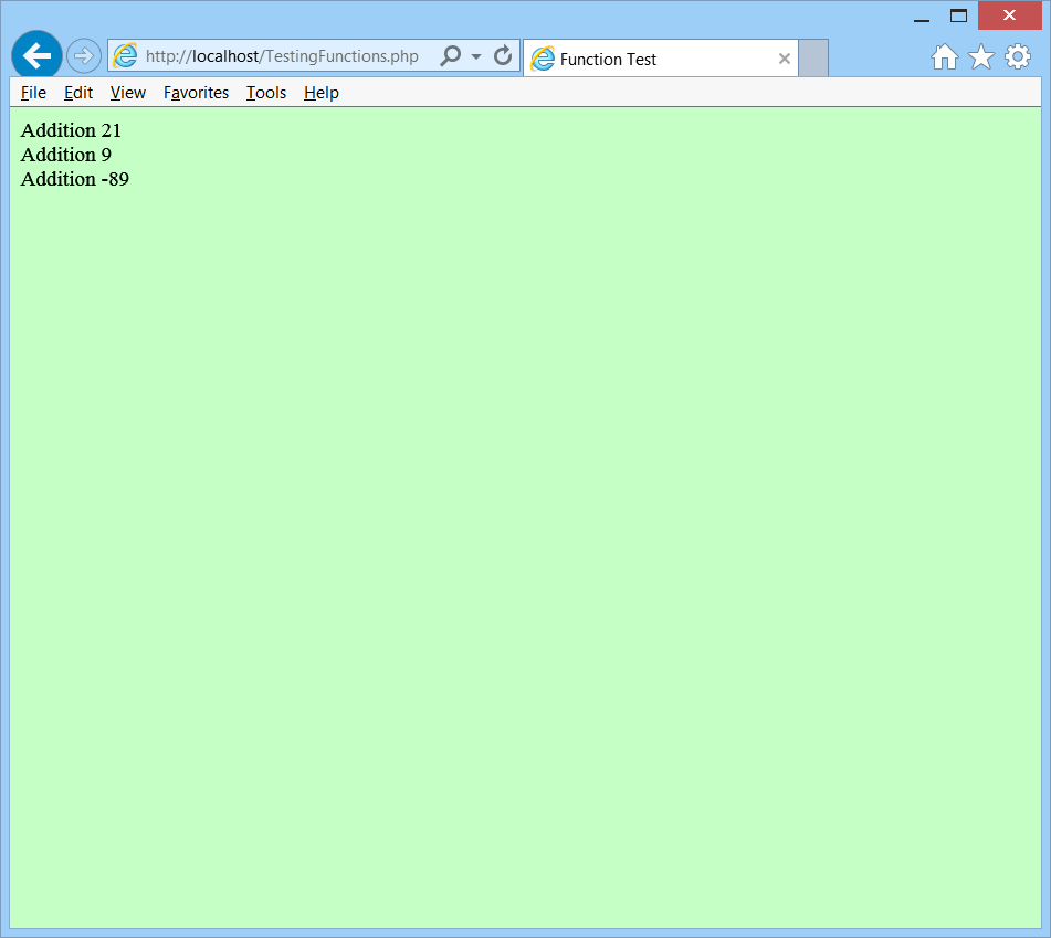 TestingFunctionsRun