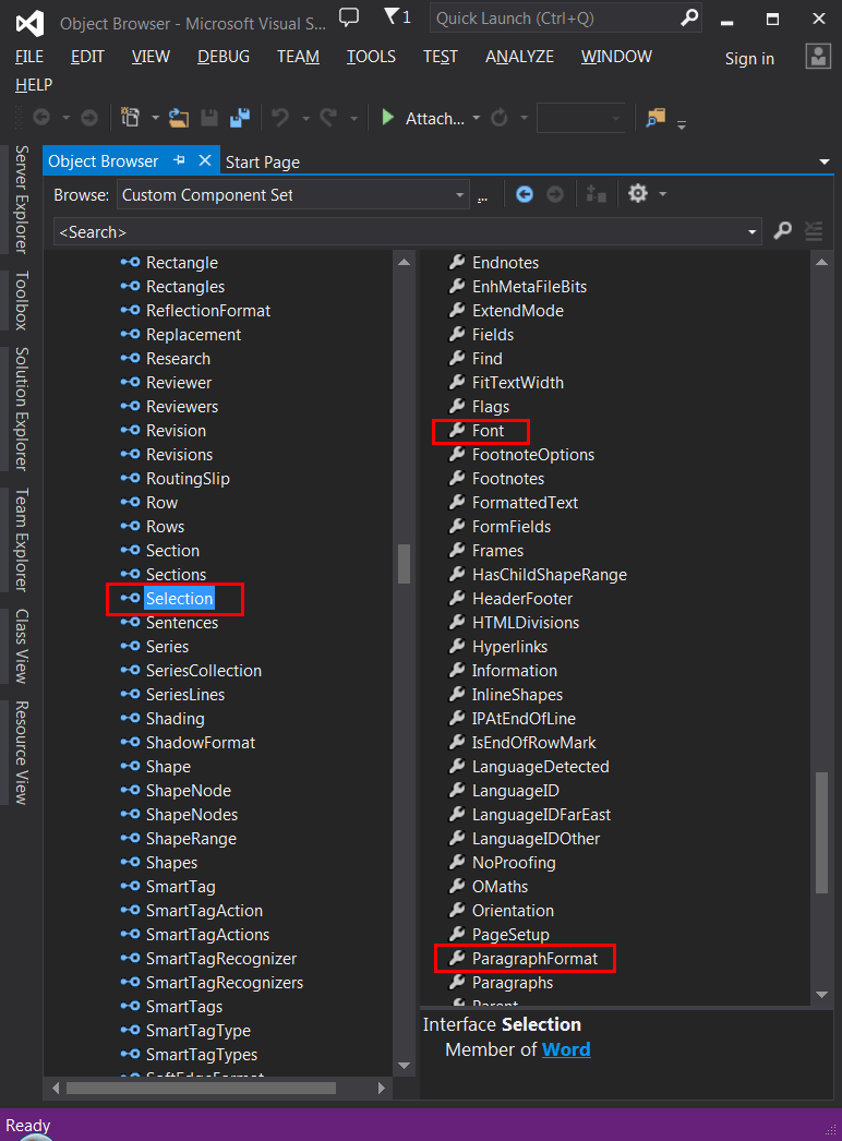 SelectionFontParagraphFormat
