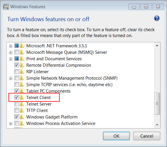 telnetWindowsFeatures
